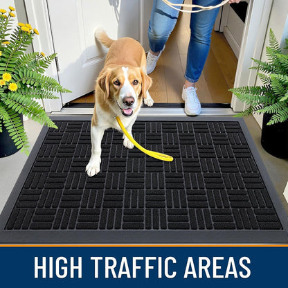 OLANLY Heavy-Duty Front Door Mat - Absorbent, Non-Slip Rubber Doormat | 29.5x17 Inches, Black