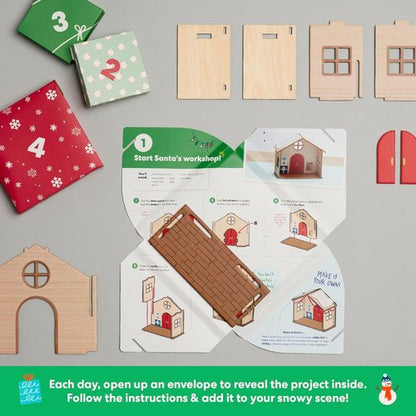 KiwiCo Santa’s Railroad Train Advent Calendar for Kids 5+ | 24 Days of Buildable Toy Set for Christmas