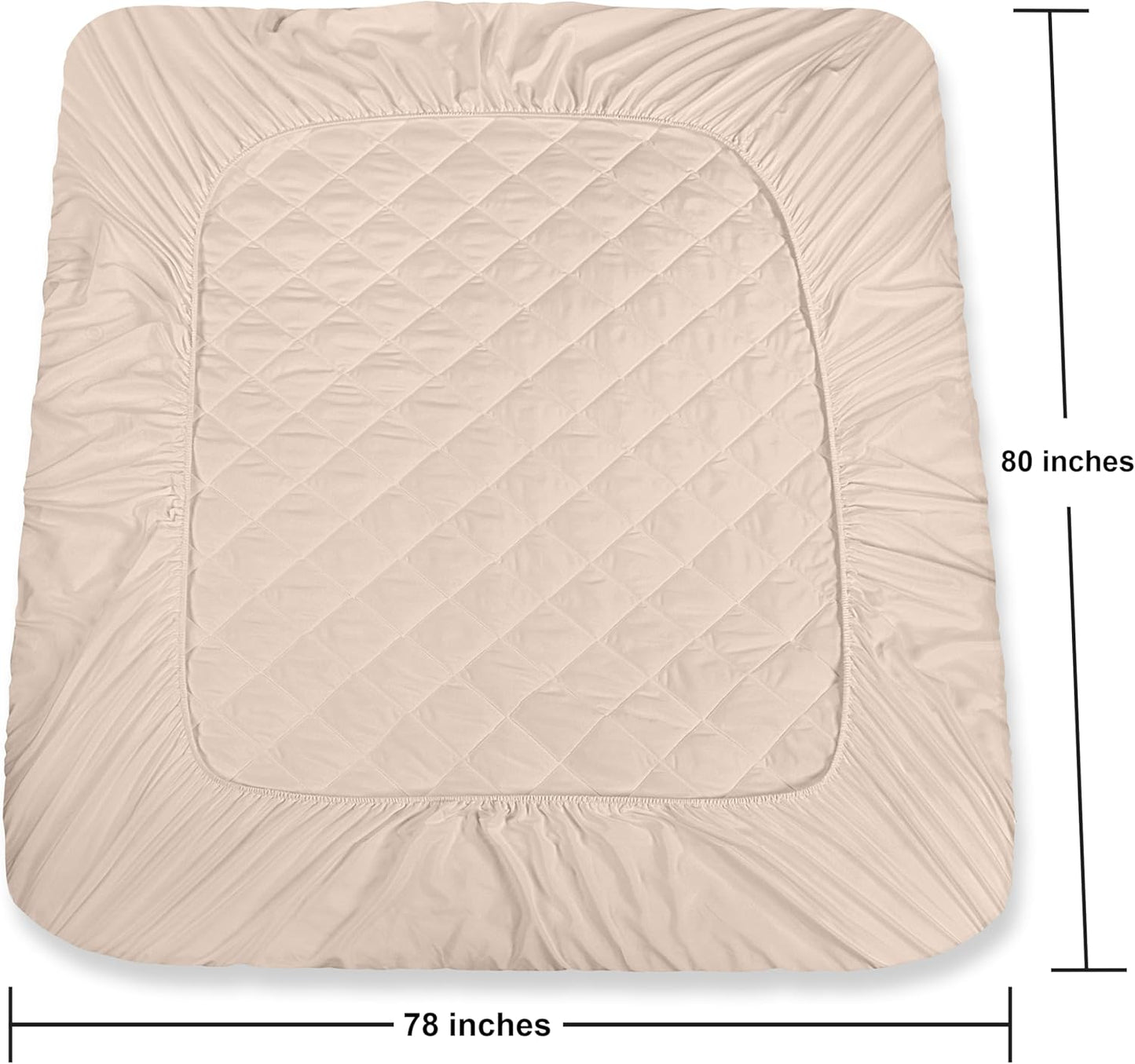 Utopia Bedding Quilted Fitted Mattress Pad - King Size Deep Pocket Protector | Machine Washable Beige