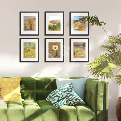 Upsimples 11x14 Picture Frame - Display 8x10 Photos with Mat or 11x14 Without Mat | Black Wall Hanging Decor