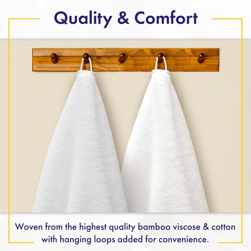 Alusa Home Ultra Soft & Plush Viscose from Bamboo Bath Towels - 700 GSM Luxury Bath Towels - 6 Piece Set - Super Absorbent & Quick Drying (White)