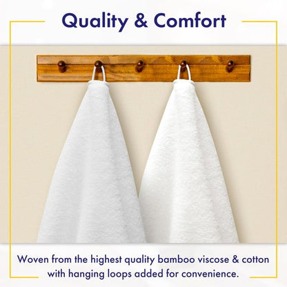 Alusa Home Ultra Soft & Plush Viscose from Bamboo Bath Towels - 700 GSM Luxury Bath Towels - 6 Piece Set - Super Absorbent & Quick Drying (White)