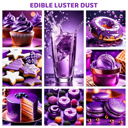 Cherrysea Luster Dust Edible Shimmer Powder - 15g Food Grade Cake Dust for Cocktails & Decorations | Purple