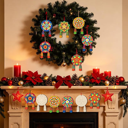 DIY Capiz Star Christmas Ornaments - 24-Piece Color Your Own Parol Lantern Set (Variation: DIY Capiz Star)