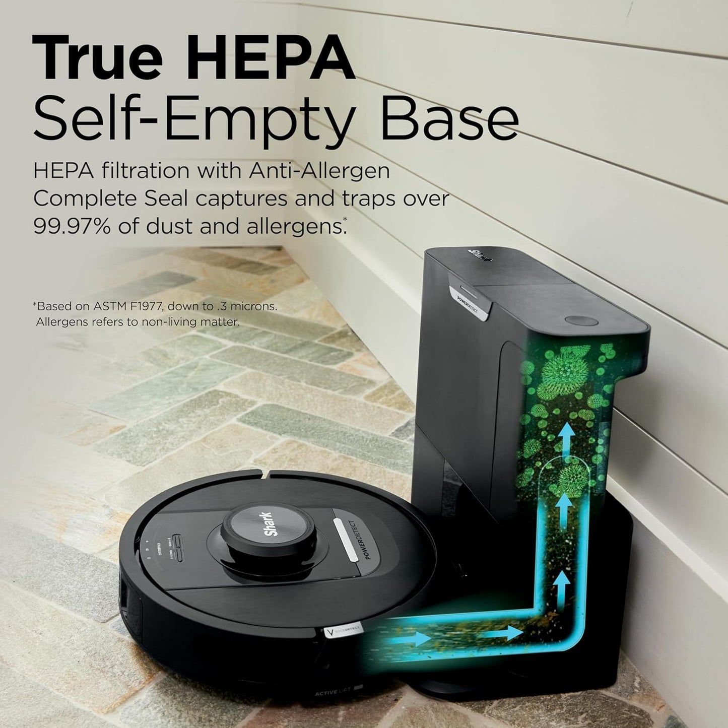 Shark PowerDetect Robot Vacuum - Self-Emptying with NeverStuck Tech | WiFi, HEPA, Black, Ideal for Pet Hair