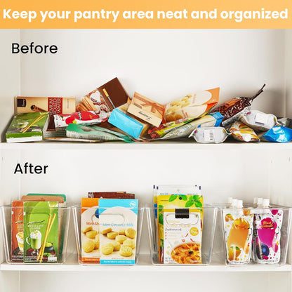 YIHONG Clear Pantry Organizer Bins - 6 Pack Plastic Storage Containers with Handles for Kitchen & Bathroom