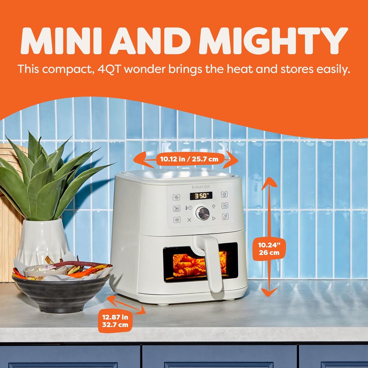 VORTEX Instant Pot 4Qt Mini Air Fryer - 6-in-1 Versatile Cooking Options | Air Fry, Broil, Roast, Dehydrate