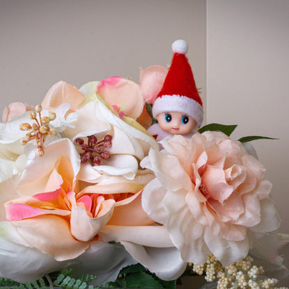 Regine Switzerland Christmas Baby Elf Doll - Adorable Red Jumpsuit for Holiday Cheer