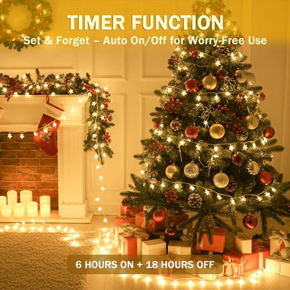 HEYFUNi 39FT Warm White Star String Lights - 100 LED Fairy Twinkle Lights with 8 Modes | Waterproof Indoor/Outdoor Decor