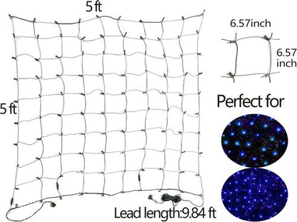 HISHINY LED Blue Christmas Net Lights - 100 LED Connectable Outdoor & Indoor Decorations | 5ft x 5ft