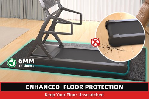 Gymcope Treadmill Mat, 7'x3'/6'x3'/6'x2.5'/5.6'x2'/4'x2', 6mm Shock and Noise Absorbing Workouts Mat for Home Gym, Ideal Floor Protecting Gym Equipment Mat, Compatible with Peloton Bike