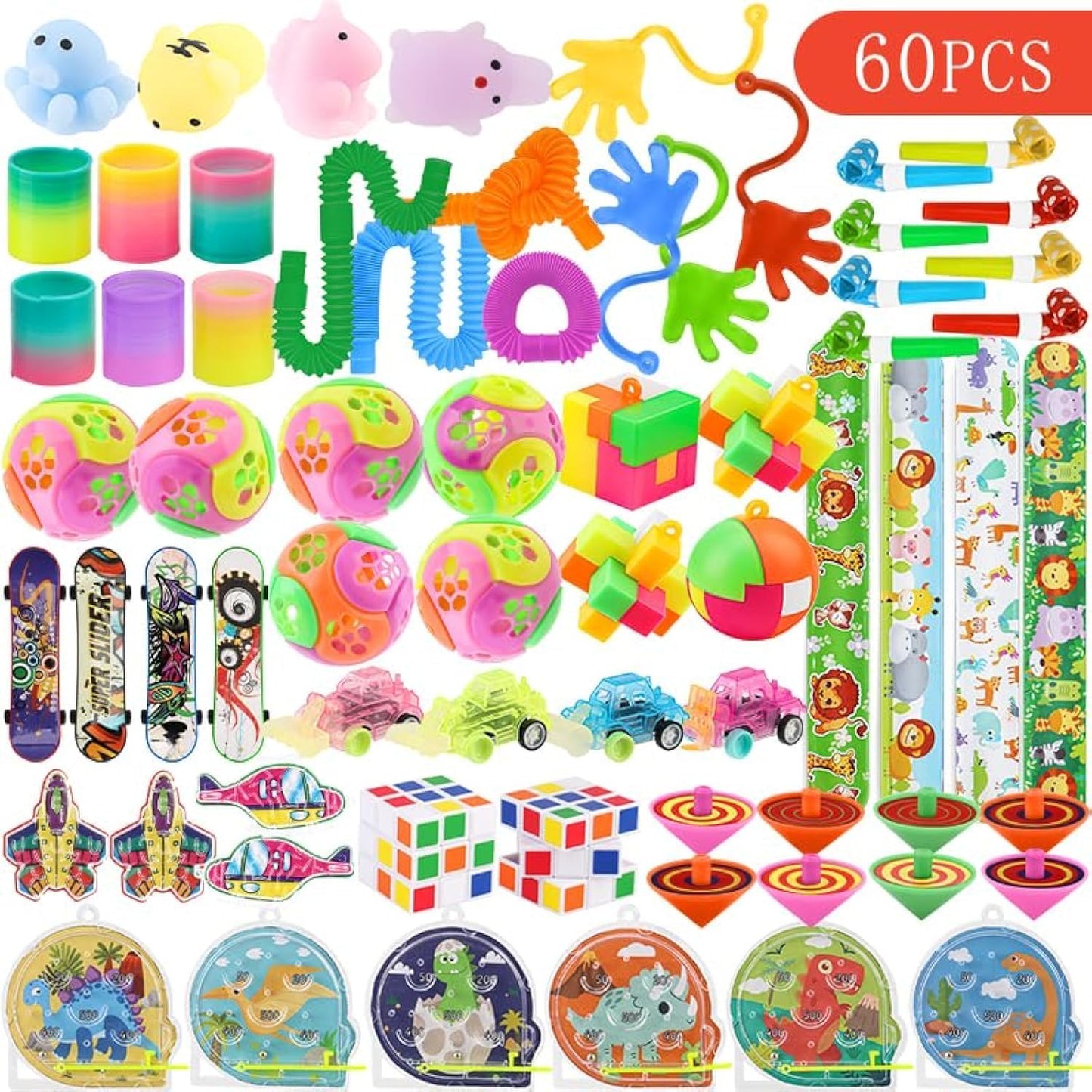 Skiennix Party Favors - 60 Pcs Pinata Stuffers & Treasure Box Toys for Kids' Easter & Birthday Celebrations