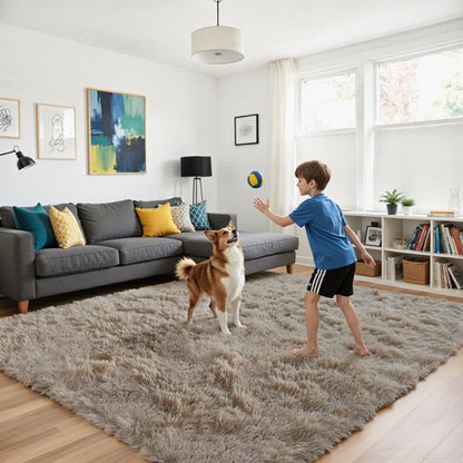 Fluffy Rug Shaggy Area Rug, Beige 2x4 Area Rugs for Bedroom, Small Bedside Rug, Soft Fluffy Shaggy Entryway Throw Rugs for Living Room Bedroom Kids Room Home Decor