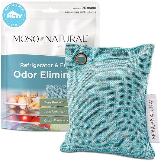 Moso Natural Fridge Odor Eliminator, HGTV Editor’s Pick, Bamboo Charcoal Refrigerator Deodorizer for Fridge and Freezer, Unscented Reusable Odor Absorber