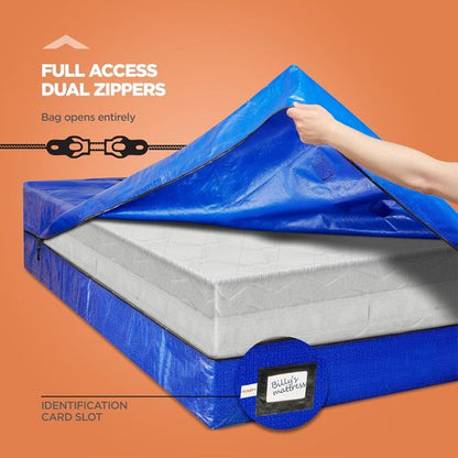 Mattress Bags For Moving - Queen Tear-Proof Storage Cover With 8 Handles & Dual Zippers