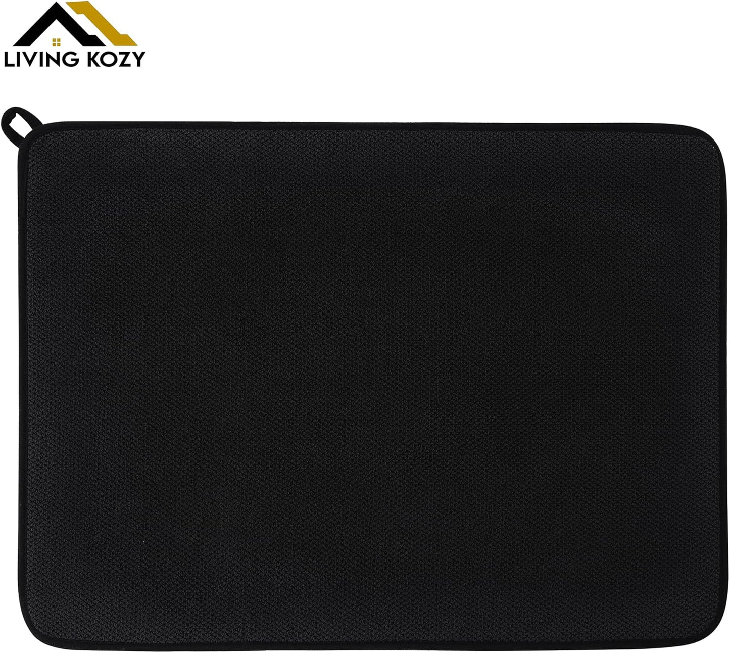 Microfiber Dish Drying Mat by Skiennix - Ultra-Absorbent Kitchen Counter Pad, Large Black 15"x20" (50x38cm)