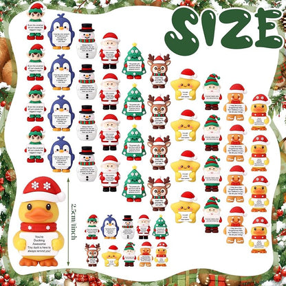 50 Pcs Mini Inspirational Christmas Figurines - Rubber Xmas Figures for Parties & Gifts - Variation: 50+Christmas