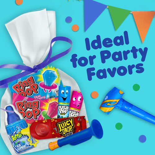 Candy Variety Pack, 18 Count Assorted Lollipops, Bulk Individually Wrapped Ring Pop, Push Pop, Baby Bottle Pop & Juicy Drop, Ideal for Birthdays, Party Favors for Kids & Hard Candy Gifts