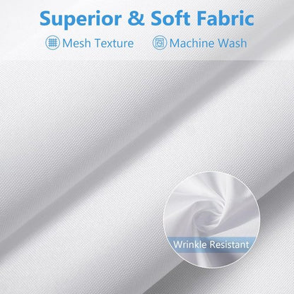 PILOTSHARK 120GSM Ultimate Waterproof Fabric Shower Curtain Liner - TPU Lamination Technology with 3 Magnets,Machine Washable,71x72 Inch Soft Cloth Shower Curtain or Shower Liner,for Bathroom(White)