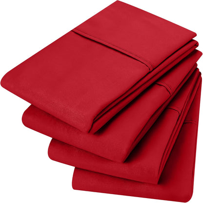 Utopia Bedding Standard Pillow Cases - Soft Brushed Microfiber - 4 Pack, Fade Resistant | 20 x 26 Inches, Red