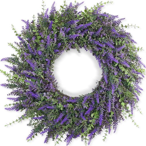 Eucalyptus & Lavender Wreath by Skiennix - 26'' Large Artificial Floral Decor for All Seasons | Purple