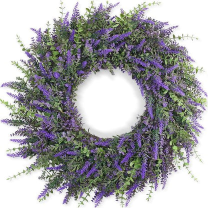 Eucalyptus & Lavender Wreath by Skiennix - 26'' Large Artificial Floral Decor for All Seasons | Purple