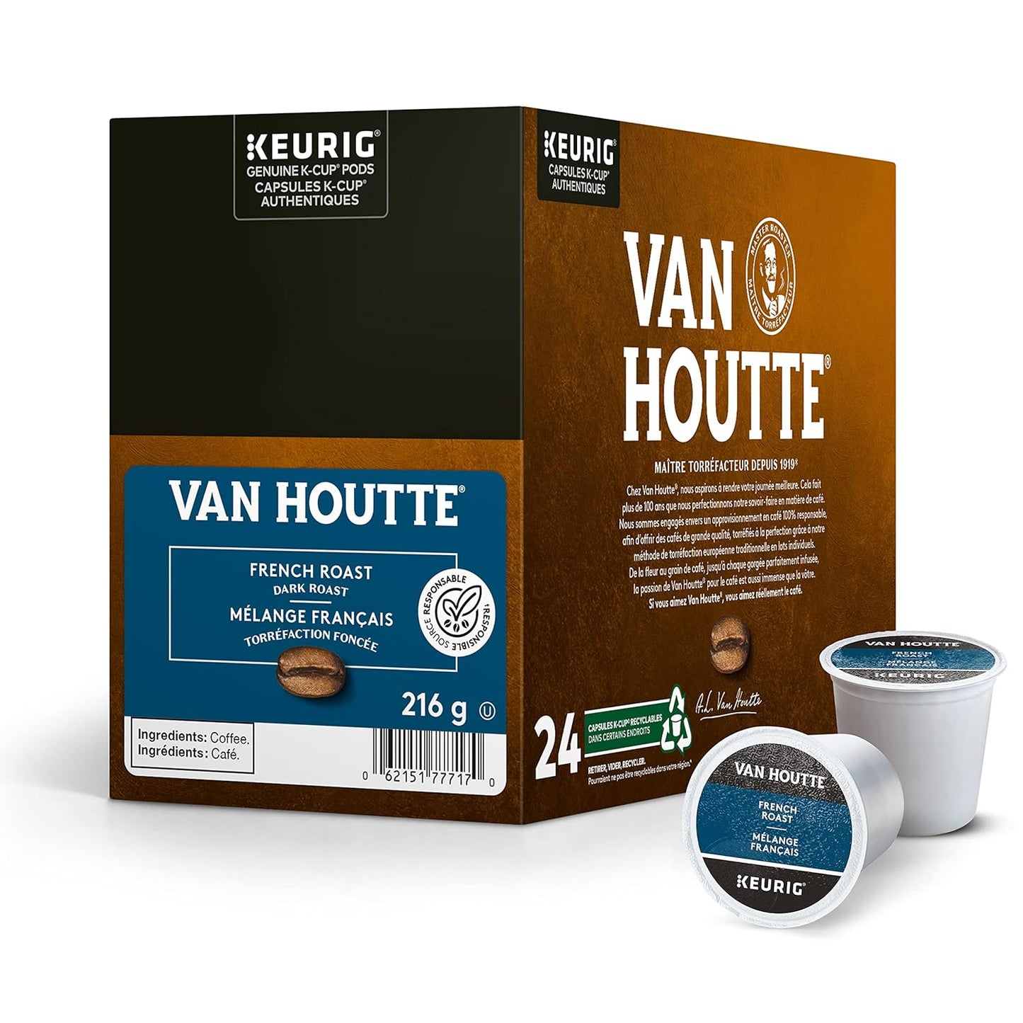 Van Houtte French Roast Coffee K-Cup Pods - Rich Flavor for Keurig Brewers | 24 Count