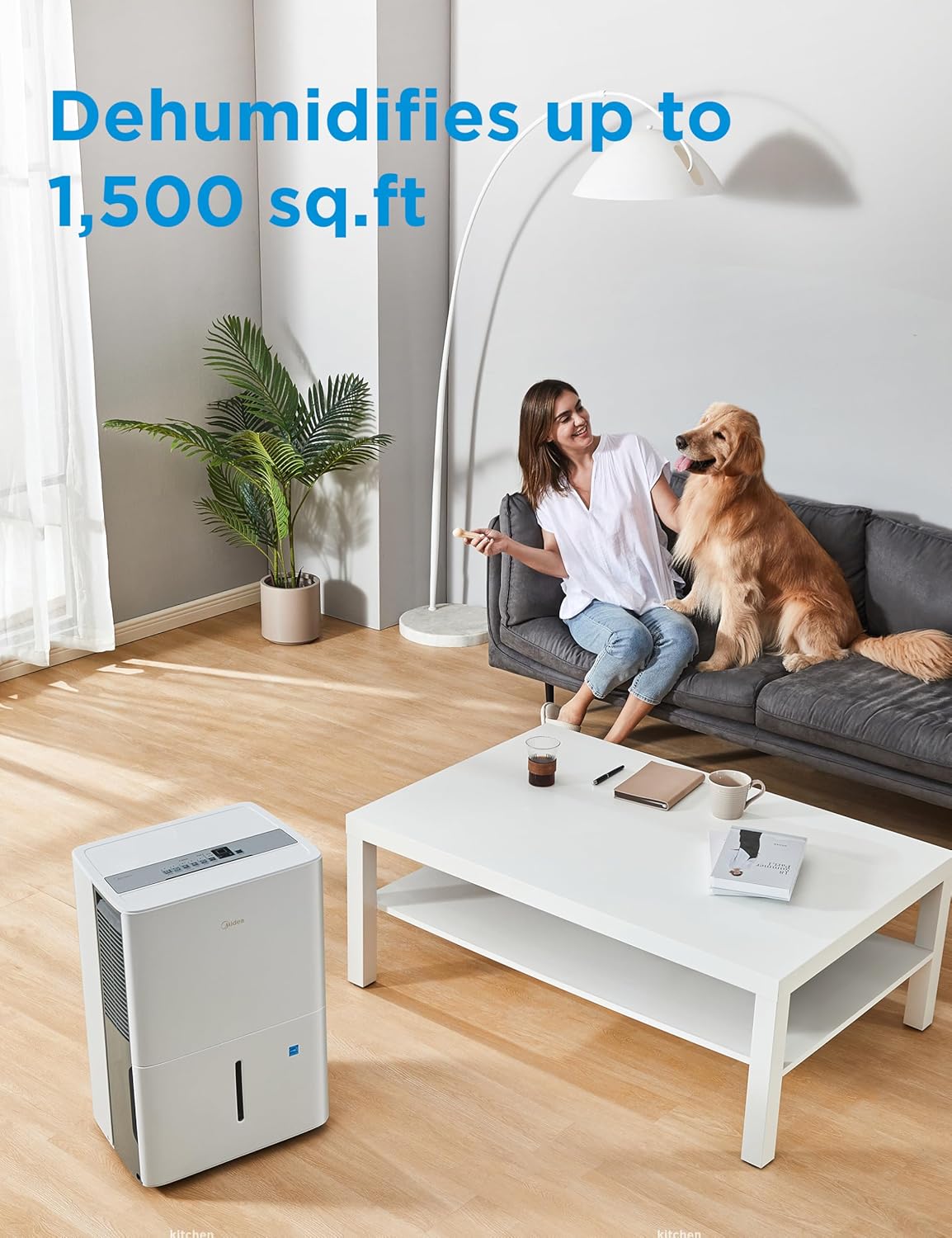 Midea Dehumidifier - 1,500 Sq. Ft. Energy Star Certified | 22 Pint Capacity for Basements & Medium Rooms (White)
