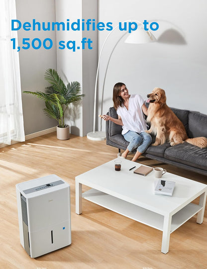 Midea Dehumidifier - 1,500 Sq. Ft. Energy Star Certified | 22 Pint Capacity for Basements & Medium Rooms (White)