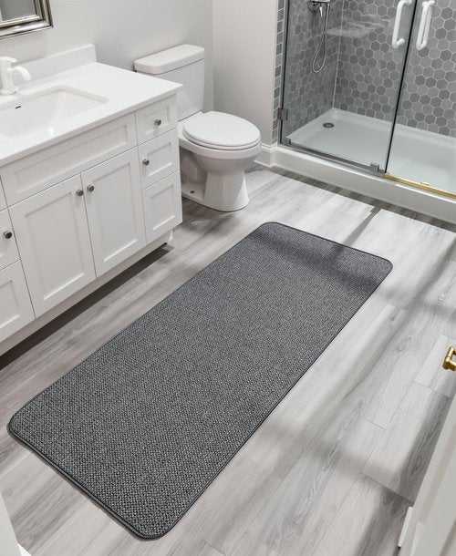 Bosap Bath Mat,Ultra Thin Bathroom Runner Rugs,Large Bath Mats for Bathroom,Quick Dry,Non-Slip,Machine Washable,Low Pile,Bath Rug,Shower Outside,Sink,Home Decor Accessories.Dark Grey,3'x4'(36x48inch)