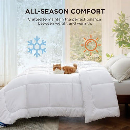 Bedsure Comforter Duvet Insert - King Size All-Season Quilted Down Alternative Blanket | GentleSoft, White 90 x 102 Inches