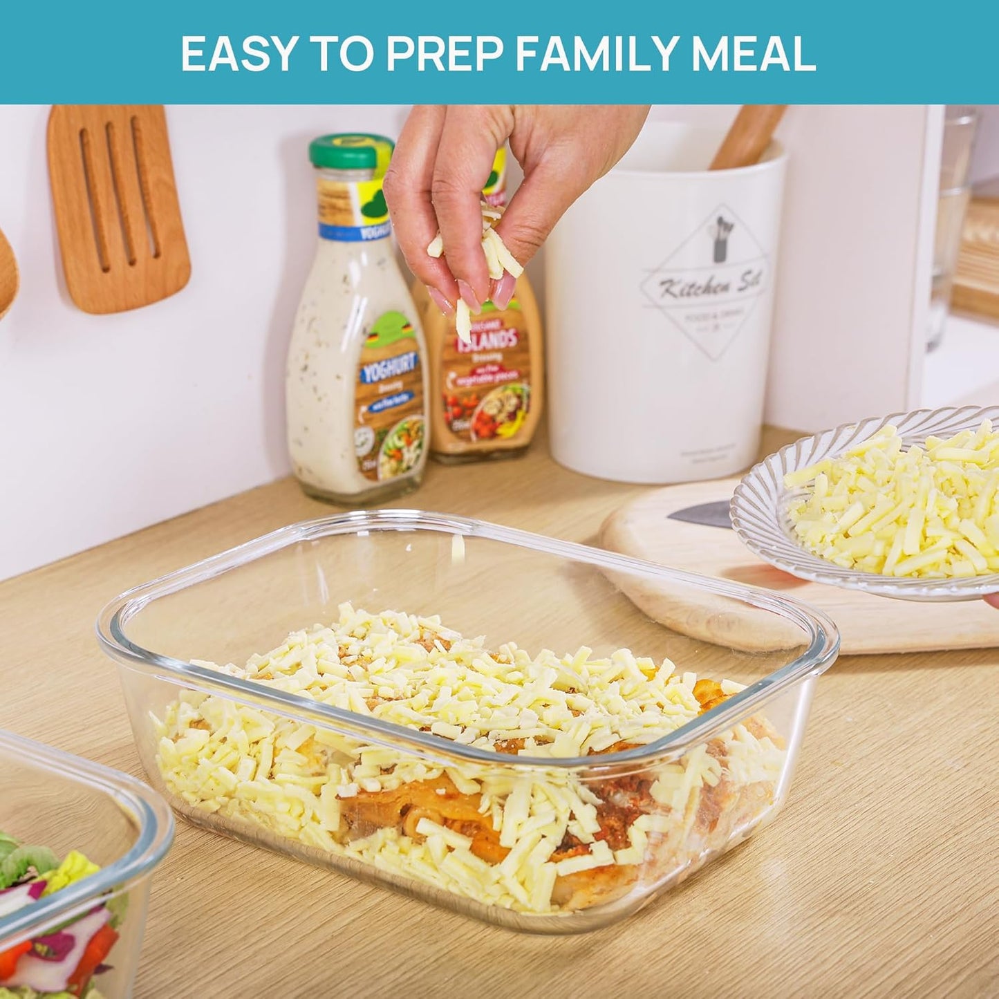 Vtopmart Large Glass Food Storage Containers - 2-Pack 76.4oz with Airtight Lids | Leak-Proof & Microwave Safe