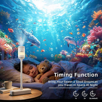 2-in-1 Galaxy & Ocean Projector for Bedroom – 4K Discs, 360° Rotating Night Light