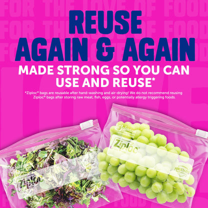 Ziploc Quart Food Storage Slider Bags, Power Shield Technology for More Durability, 42 Count
