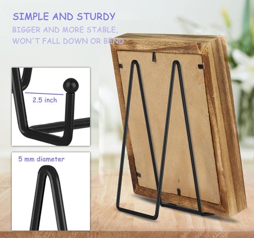 Decolore 12-Inch Black Picture Stands - 3 Pack Tabletop Easels for Photos, Plates & Books