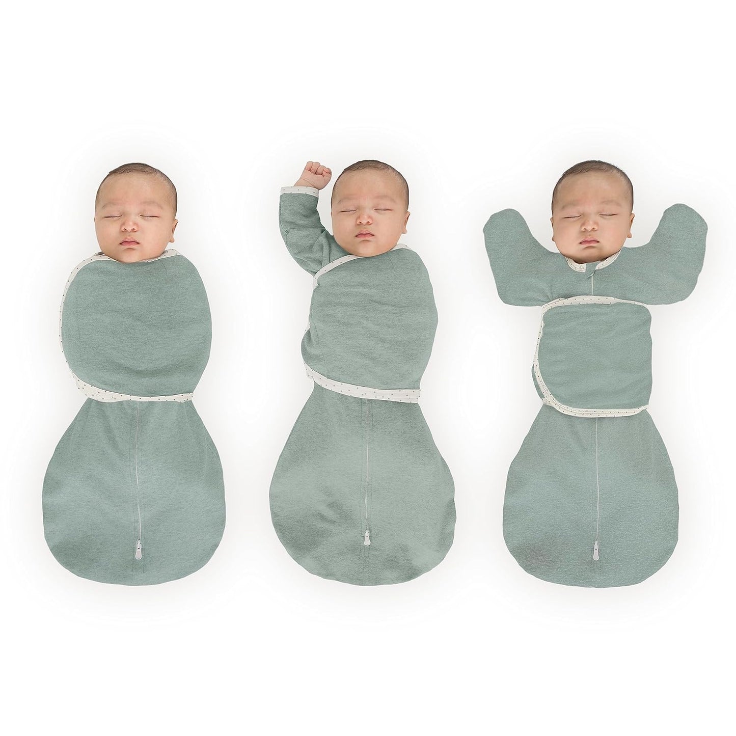 SwaddleDesigns 6-Way Omni Swaddle Sack - Arms Up Design for Newborns | Improves Sleep, Small 0-3 Mo, Heathered Jadeite