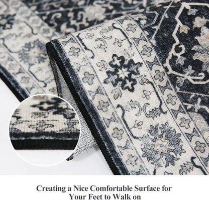 Hallway Washable Runner Rug - Vintage Soft Non-Slip 2x7 Entryway Carpet | Ideal for Kitchen & Living Room
