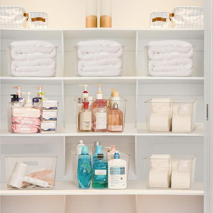 Vtopmart Extra Large Clear Plastic Storage Bins - 11x11 Cube Acrylic Organizers for Home & Pantry