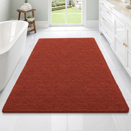 OLANLY Bathroom Rugs 70x46, Extra Soft Absorbent Chenille Bath Rugs, Rubber Backing Quick Dry, Machine Washable Bath Mats for Bathroom Floor, Tub and Shower, Home Decor Accessories, Rustic Terracotta