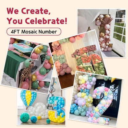 Skiennix 4FT Marquee Number - Mosaic Balloon Frame for 1st Birthday & Anniversary Decor