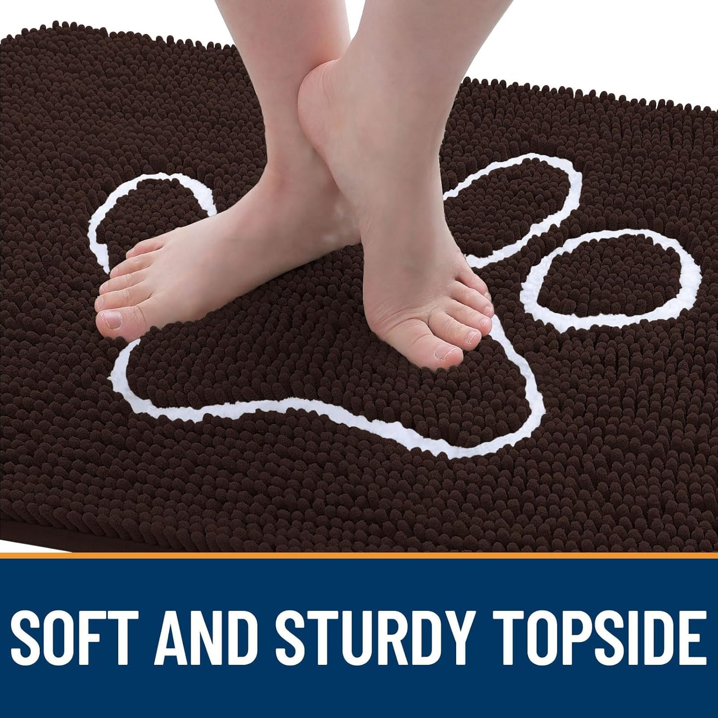 OLANLY Dog Door Mat - Absorbent Non-Slip Mud Mat for Paws | 70x24 Inch, Quick Dry Chenille, Brown