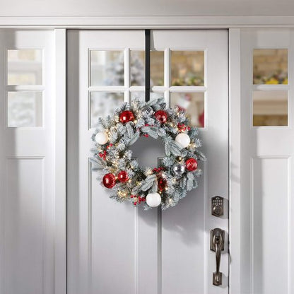 Haute Decor Adjustable Wreath Hanger - Matte Black Over The Door Design for All Door Sizes