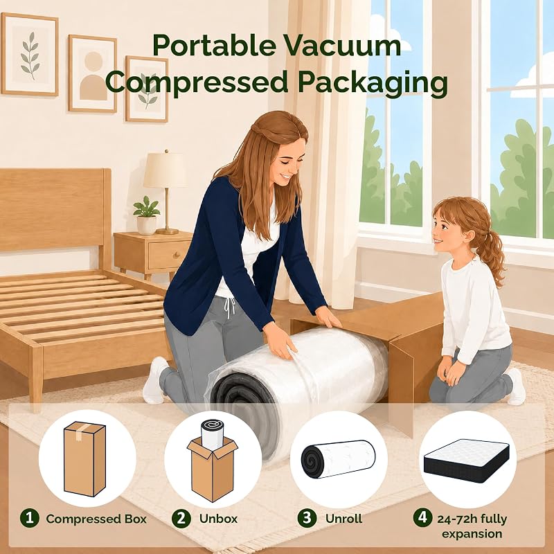 Full Size Hybrid Innerspring Mattress 54 x 75 - Pocket Coils, Gel Memory Foam, CertiPUR-US