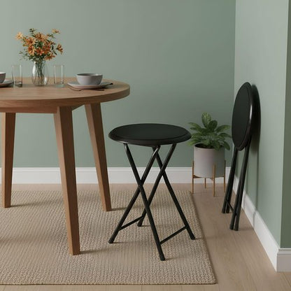 Lavish Home Folding Bar Stool - Heavy-Duty 18-Inch Padded Seats | Set of 2, 225lb Capacity (Black)