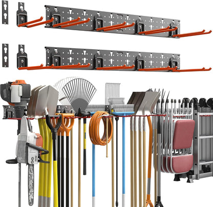TORACK Garden Tool Organizer - Wall-Mounted Storage Rack for Shovels, Rakes, and Brooms | Durable Folding Design