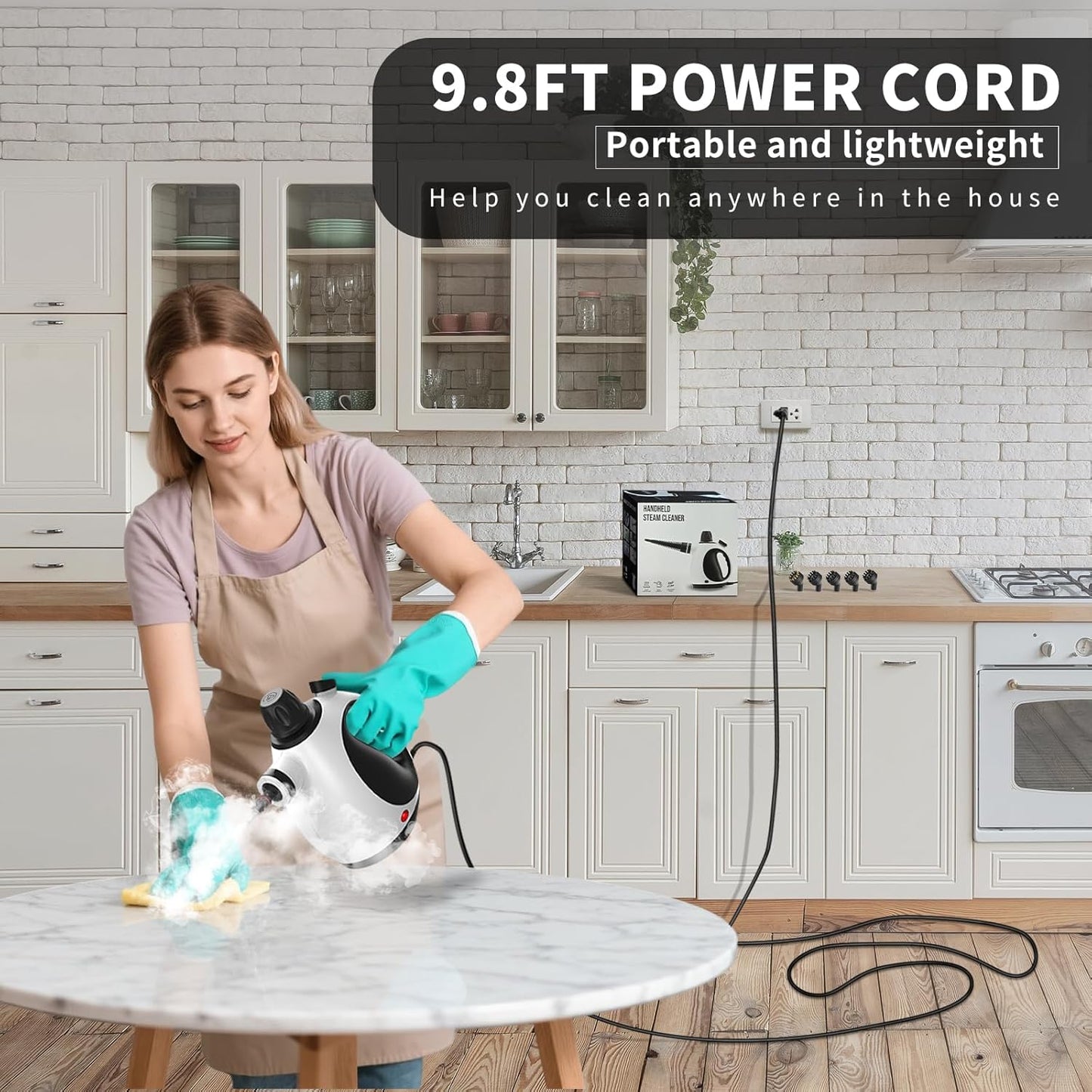 Pressurized Handheld Steam Cleaner with 14 pcs Accessories, Portable Steamer for Cleaning, Steam Cleaner for Home for Dirt, Grease, Grout, Tile, Floor, Car