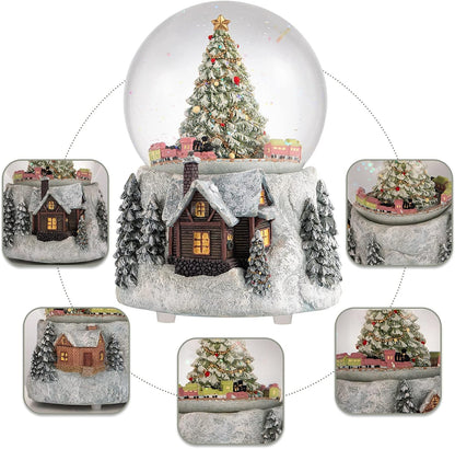 MG-7282 Automatic Revolving Train Snow Globe - Color Changing Light Effect, 4 Inches, Plays O Christmas Tree