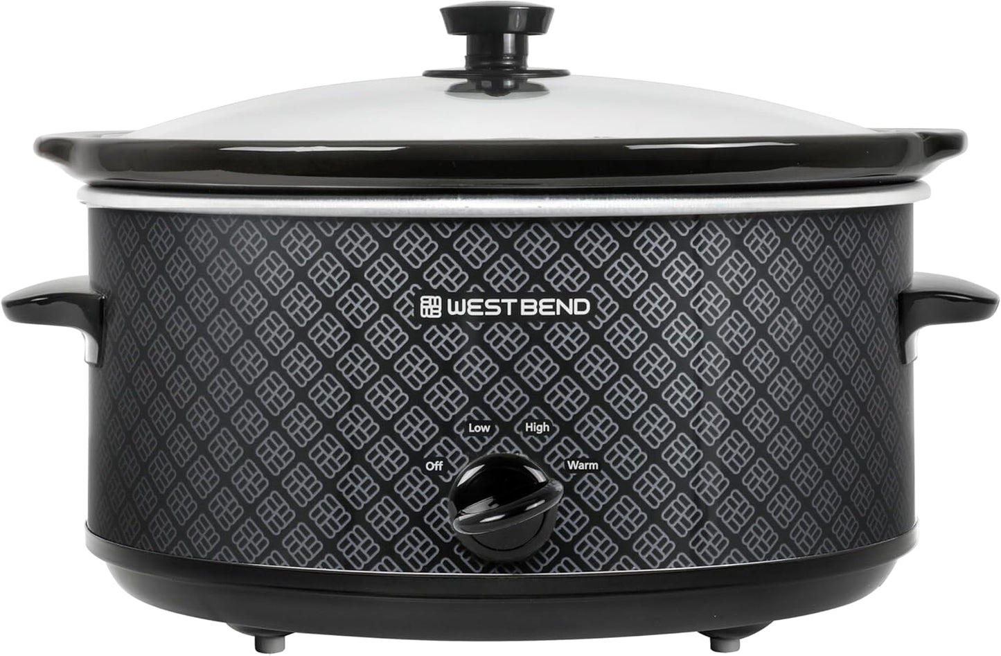 West Bend 6-Quart Slow Cooker - Manual Crockpot with Dishwasher Safe Ceramic Insert & Glass Lid | Black