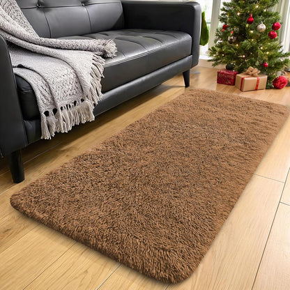 OLANLY Runner Rugs - Soft, Machine Washable Shaggy Carpet for Hallway & Bedroom | Khaki, 2x6 ft