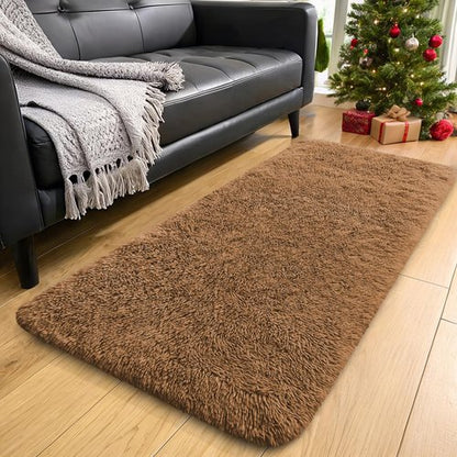 OLANLY 2x4 Machine Washable Runner Rugs for Hallway, Soft Fluffy Shaggy Bedside Rugs for Bedroom, Living Room, Indoor Floor Carpet for Kids Girls and Boys, Nursery Rooms, Home Decor Aesthetic, Khaki